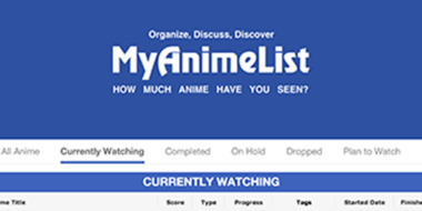 Capa da lista do site MyAnimeList