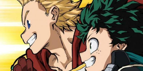 Imagem da quarta temporada de boku no hero academia. Deku e Mirio na imagem