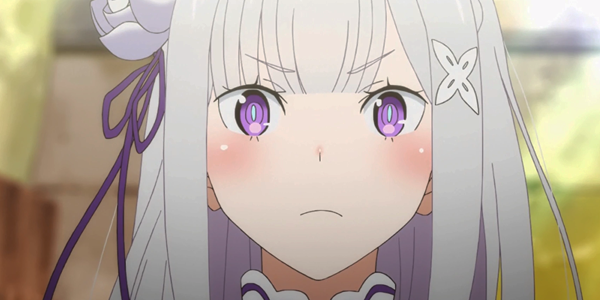 Anime Re:Zero, na imagem a protagonista, Emilia