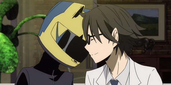 Shinra e Celty trocando carinho