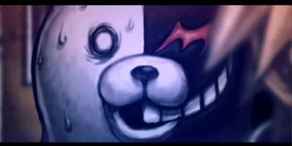 Monokuma suando, em outro formato de animação, além do 2D