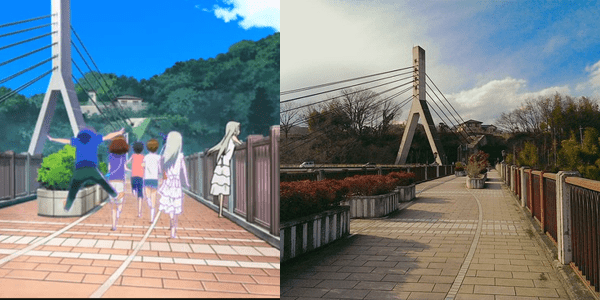 Ponte de Chichibu na vida real e no anime Ano Hana