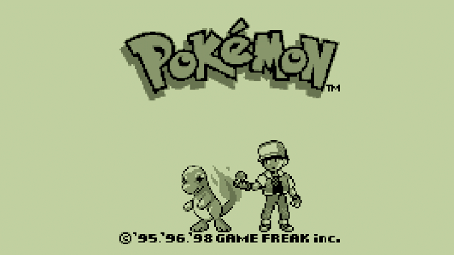 Tela de início dos jogos Pokémon Red e Blue